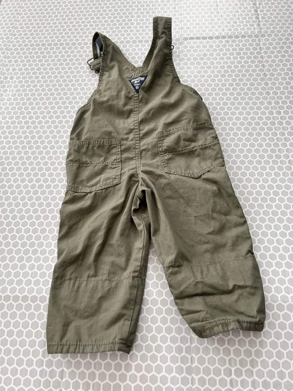 OshKosh B'gosh Kids Olive Overalls with Adjustable Straps. Size 2T